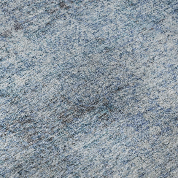 HomeRoots 8' Blue And Denim Abstract Washable Round Rug – Durable, Stain-Resistant, UV Protected Design for Homes 717926