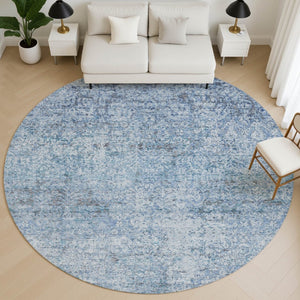 HomeRoots 8' X 10' Blue Abstract Washable Area Rug with UV Protection - Durable, Stylish, and Family-Friendly Design 717927
