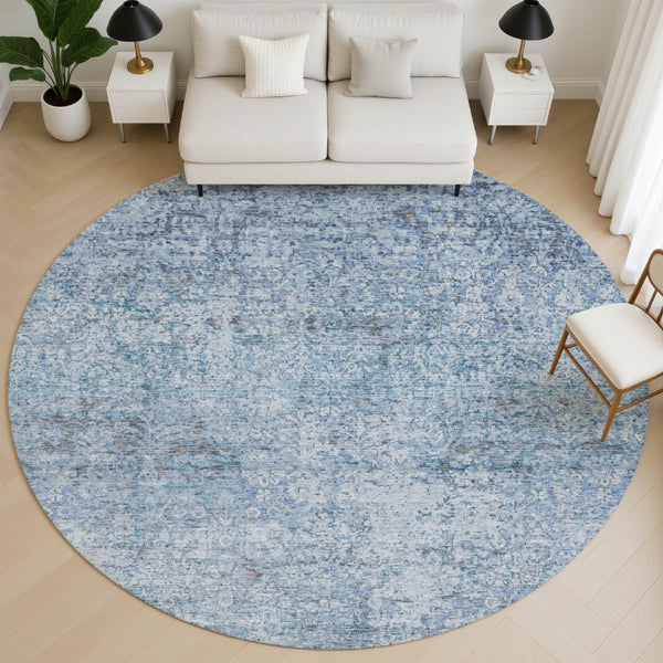 HomeRoots 8' X 10' Blue Abstract Washable Area Rug with UV Protection - Durable, Stylish, and Family-Friendly Design 717927