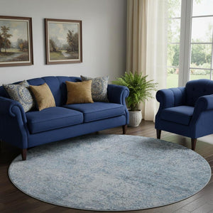 HomeRoots 8' X 10' Blue Abstract Washable Area Rug with UV Protection - Durable, Stylish, and Family-Friendly Design 717927