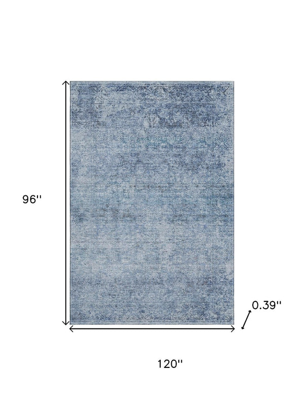 HomeRoots 9' X 12' Blue Abstract Area Rug - Washable, UV-Protected, Durable Design for Homes & Patios 717928