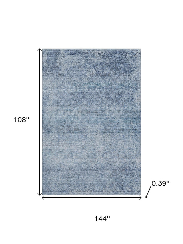HomeRoots 10' X 14' Blue Abstract Area Rug - Washable, UV-Protected, Non-Slip Design for High-Traffic Spaces 717929