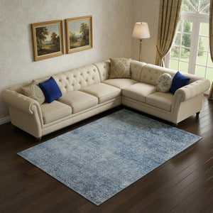 HomeRoots 10' X 14' Blue Abstract Area Rug - Washable, UV-Protected, Non-Slip Design for High-Traffic Spaces 717929
