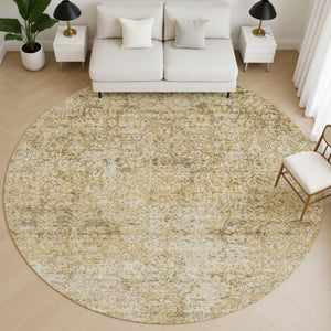 HomeRoots 8' X 10' Copper and Beige Abstract Washable Area Rug - Durable, Stylish, UV-Protected, Pet-Friendly! 717933