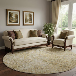 HomeRoots 8' X 10' Copper and Beige Abstract Washable Area Rug - Durable, Stylish, UV-Protected, Pet-Friendly! 717933