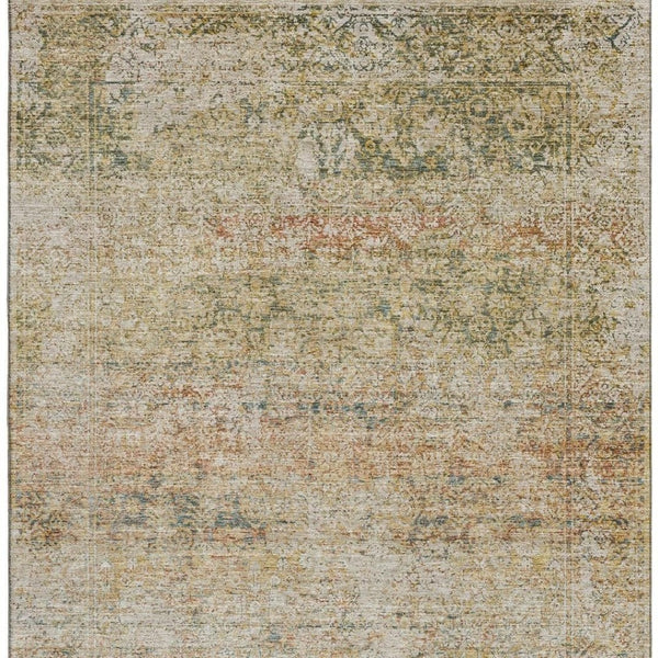 HomeRoots 5' X 8' Gold and Beige Abstract Area Rug - Washable, Durable, UV-Protected for Modern Homes 717937