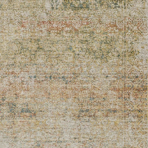 HomeRoots 8' Gold and Beige Abstract Washable Round Rug with UV Protection - Perfect for High-Traffic Areas! 717938