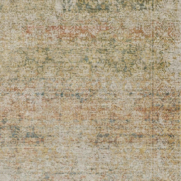 HomeRoots 8' Gold and Beige Abstract Washable Round Rug with UV Protection - Perfect for High-Traffic Areas! 717938