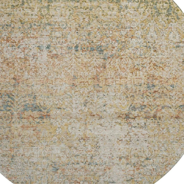 HomeRoots 8' X 10' Gold and Beige Abstract Washable Area Rug – Durable, Stain Resistant, UV Protected & Stylish 717939