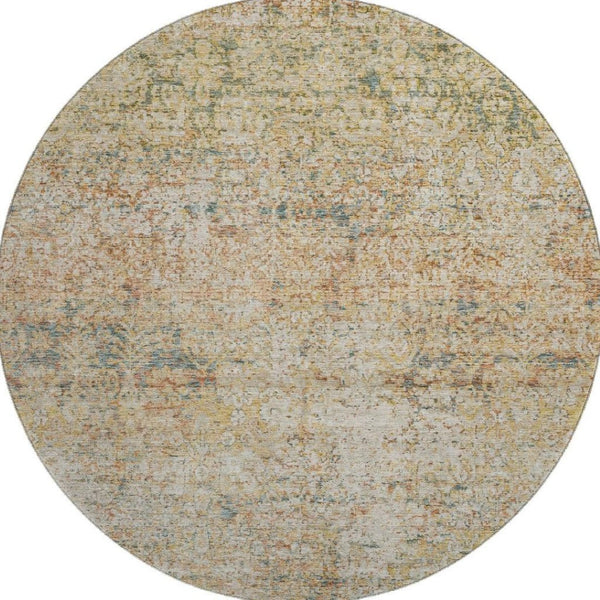 HomeRoots 8' X 10' Gold and Beige Abstract Washable Area Rug – Durable, Stain Resistant, UV Protected & Stylish 717939
