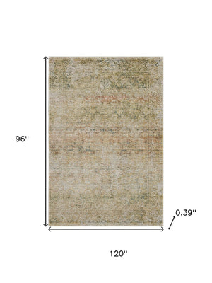 HomeRoots 9' X 12' Gold and Beige Abstract Washable Area Rug - Durable, Stain-Resistant, UV-Protected Comfort 717940