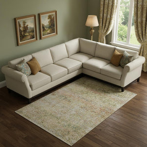 HomeRoots 10' Contemporary Gold and Beige Abstract Washable Area Rug – UV Protection, Stain Resistant, Durable Design 717941