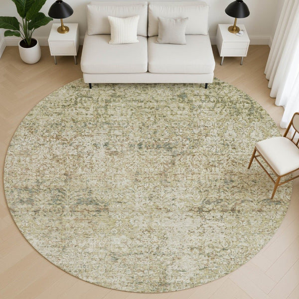 HomeRoots 8' X 10' Sage Beige Abstract Area Rug - Washable, UV Protected, Durable for Kids & Pets, Stylish Design 717945