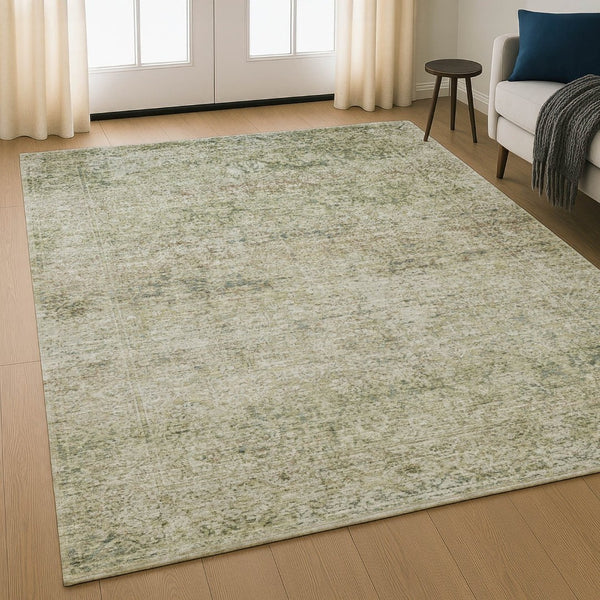 HomeRoots 10' X 14' Sage and Beige Abstract Area Rug - Durable, Washable, UV-Protected for Modern Living Spaces! 717947