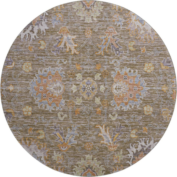 HomeRoots 8' X 10' Brown and Lavender Oriental Area Rug - Machine Washable, UV Protected, Stain Resistant Design 717951