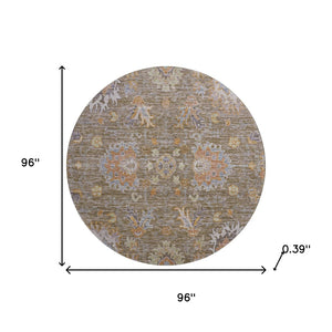 HomeRoots 8' X 10' Brown and Lavender Oriental Area Rug - Machine Washable, UV Protected, Stain Resistant Design 717951
