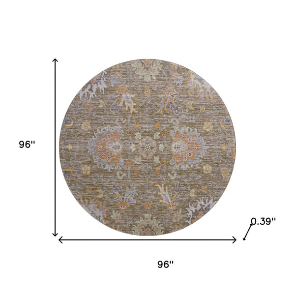 HomeRoots 8' X 10' Brown and Lavender Oriental Area Rug - Machine Washable, UV Protected, Stain Resistant Design 717951