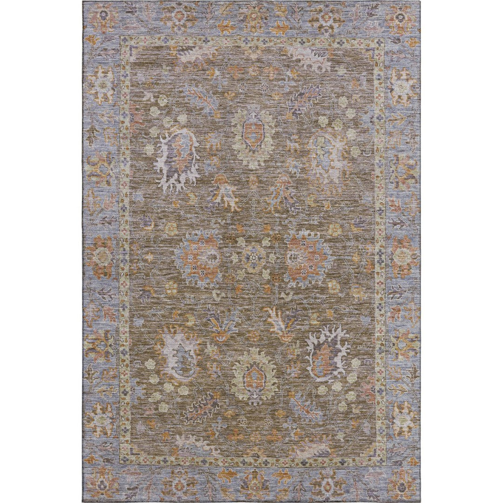 HomeRoots 9' X 12' Brown & Lavender Oriental Washable Area Rug – Durable, Stain-Resistant, UV-Protected Design! 717952