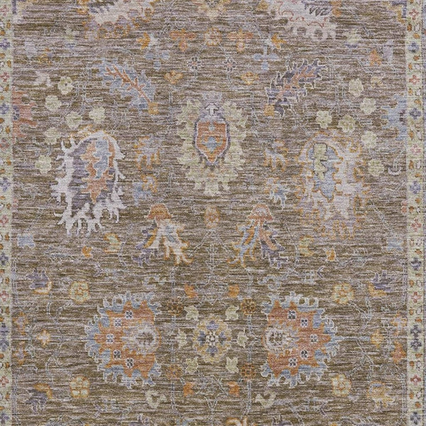 HomeRoots 9' X 12' Brown & Lavender Oriental Washable Area Rug – Durable, Stain-Resistant, UV-Protected Design! 717952