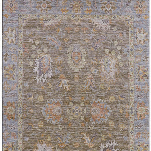 HomeRoots 9' X 12' Brown & Lavender Oriental Washable Area Rug – Durable, Stain-Resistant, UV-Protected Design! 717952