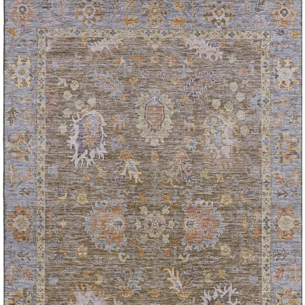 HomeRoots 9' X 12' Brown & Lavender Oriental Washable Area Rug – Durable, Stain-Resistant, UV-Protected Design! 717952