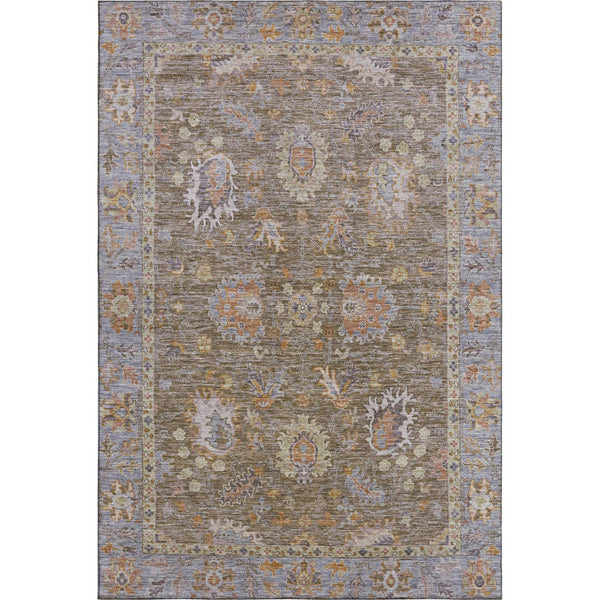 HomeRoots 10' X 14' Brown & Lavender Oriental Area Rug - Washable, UV Protected, Stain Resistant for Families 717953