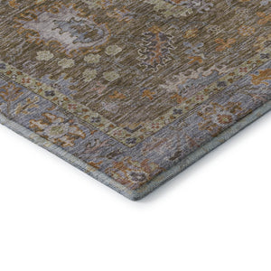 HomeRoots 10' X 14' Brown & Lavender Oriental Area Rug - Washable, UV Protected, Stain Resistant for Families 717953
