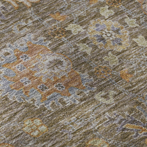 HomeRoots 10' X 14' Brown & Lavender Oriental Area Rug - Washable, UV Protected, Stain Resistant for Families 717953