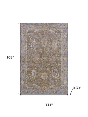 HomeRoots 10' X 14' Brown & Lavender Oriental Area Rug - Washable, UV Protected, Stain Resistant for Families 717953