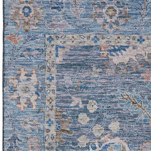 HomeRoots 5' x 8' Washable Blue and Taupe Oriental Area Rug with UV Protection - Stylish, Stain-Resistant Design! 717955