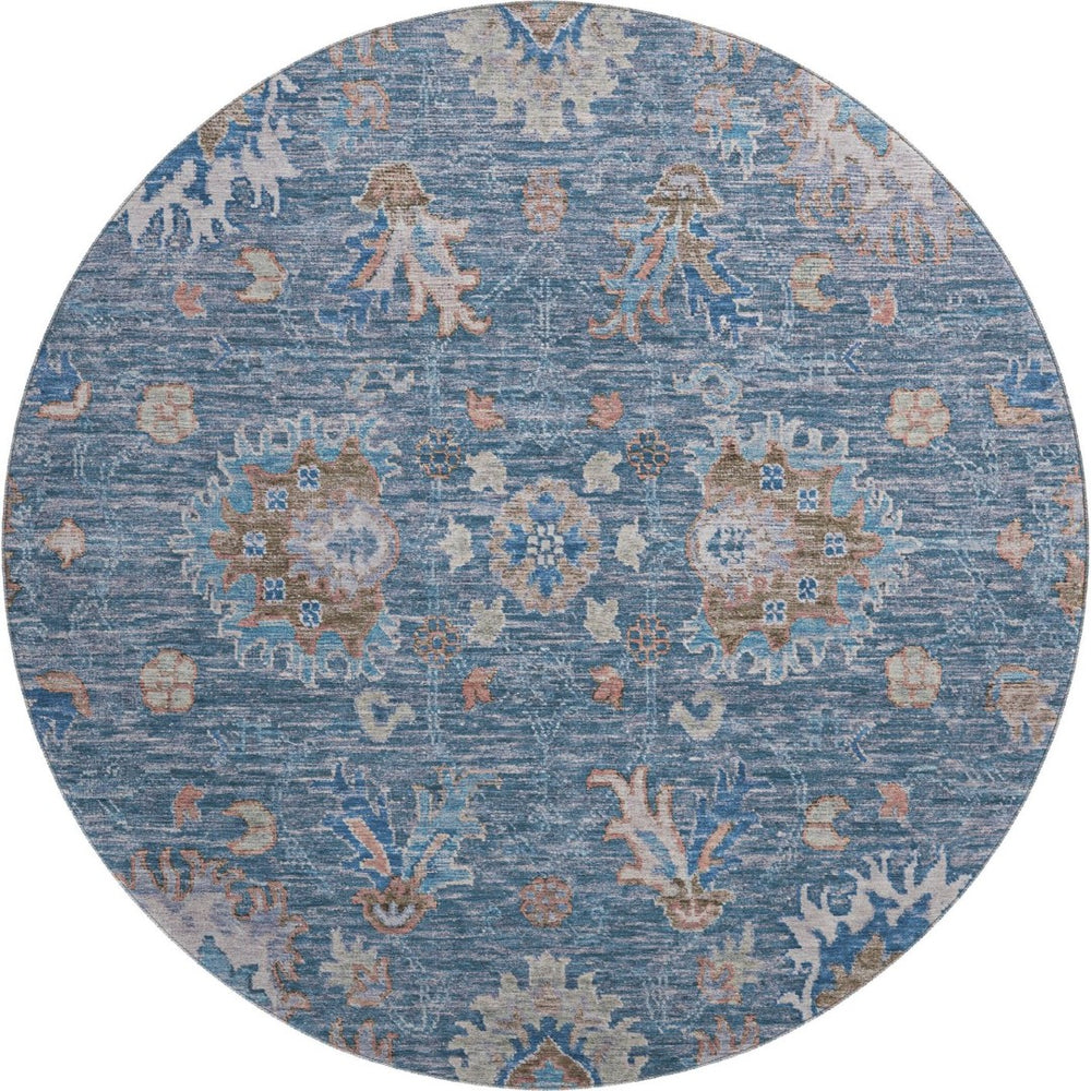 HomeRoots 8' X 10' Blue & Taupe Oriental Washable Area Rug - UV Protected, Stain Resistant, Perfect for Homes! 717957