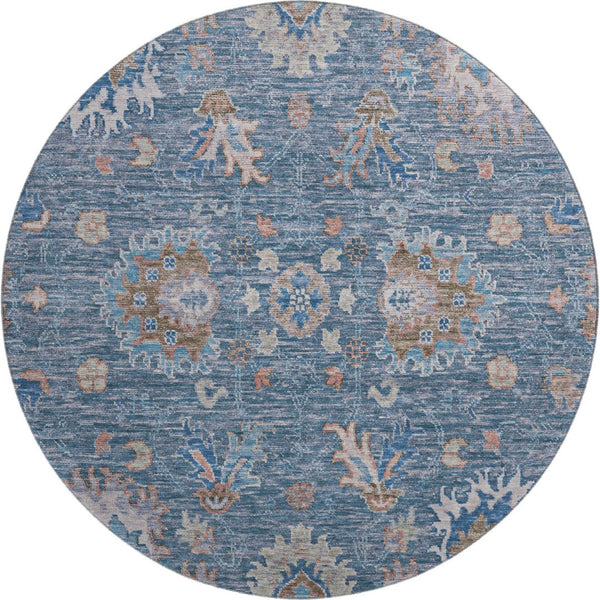 HomeRoots 8' X 10' Blue & Taupe Oriental Washable Area Rug - UV Protected, Stain Resistant, Perfect for Homes! 717957