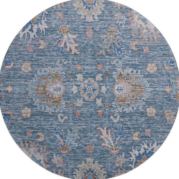 HomeRoots 8' X 10' Blue & Taupe Oriental Washable Area Rug - UV Protected, Stain Resistant, Perfect for Homes! 717957