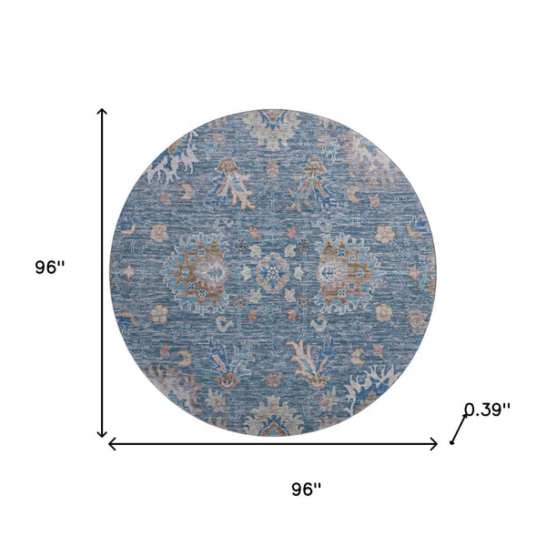 HomeRoots 8' X 10' Blue & Taupe Oriental Washable Area Rug - UV Protected, Stain Resistant, Perfect for Homes! 717957