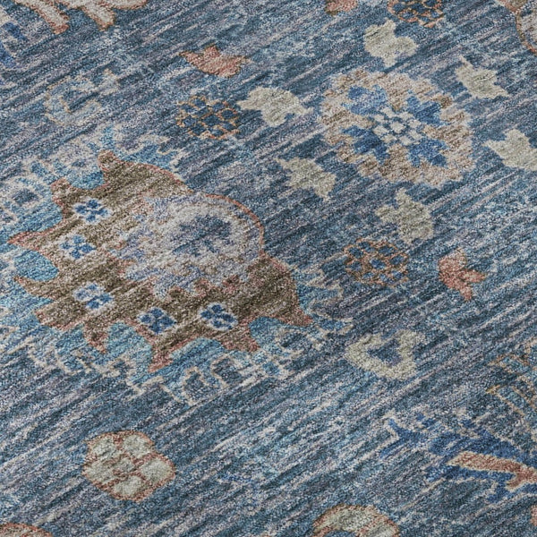 HomeRoots 9' X 12' Blue & Taupe Oriental Area Rug - Stylish, Washable, UV-Protected & Stain-Resistant Design 717958