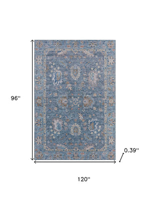 HomeRoots 9' X 12' Blue & Taupe Oriental Area Rug - Stylish, Washable, UV-Protected & Stain-Resistant Design 717958