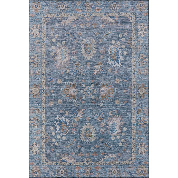 HomeRoots 10' X 14' Blue & Taupe Oriental Area Rug - Washable, UV Protected, Durable for Homes with Kids & Pets 717959