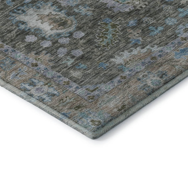 HomeRoots 5' X 8' Washable Fern Green & Denim Blue Area Rug with UV Protection - Stylish, Durable & Easy Care! 717961