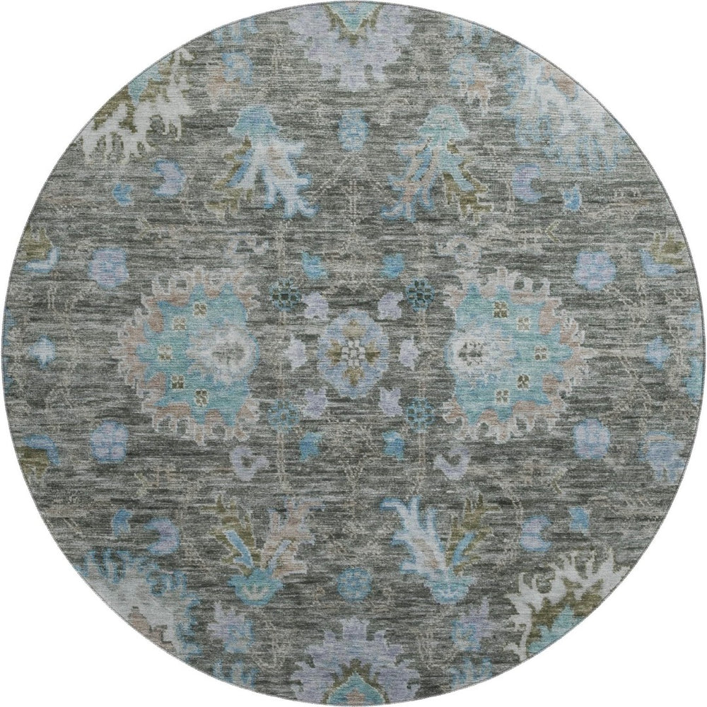HomeRoots 8' X 10' Fern Green & Denim Blue Washable Area Rug – Stain Resistant, UV Protected, Easy Care Design 717963