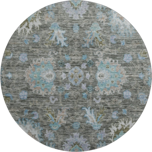 HomeRoots 8' X 10' Fern Green & Denim Blue Washable Area Rug – Stain Resistant, UV Protected, Easy Care Design 717963