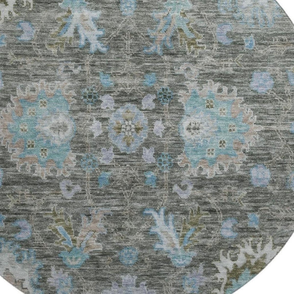 HomeRoots 8' X 10' Fern Green & Denim Blue Washable Area Rug – Stain Resistant, UV Protected, Easy Care Design 717963
