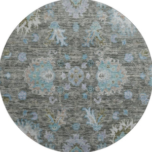 HomeRoots 8' X 10' Fern Green & Denim Blue Washable Area Rug – Stain Resistant, UV Protected, Easy Care Design 717963