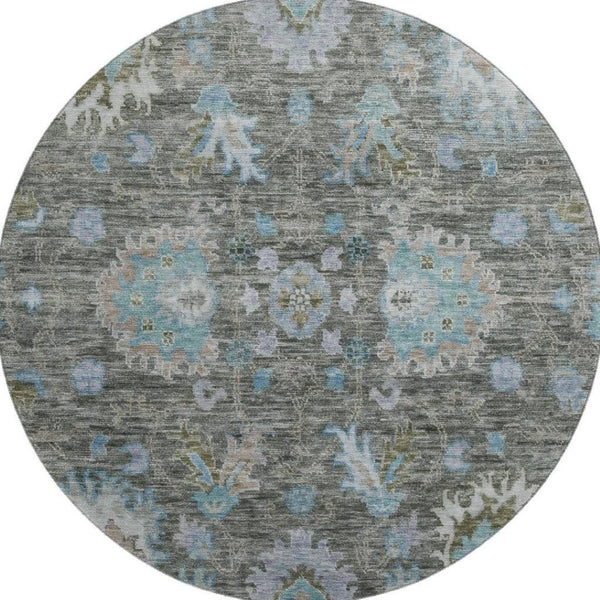 HomeRoots 8' X 10' Fern Green & Denim Blue Washable Area Rug – Stain Resistant, UV Protected, Easy Care Design 717963