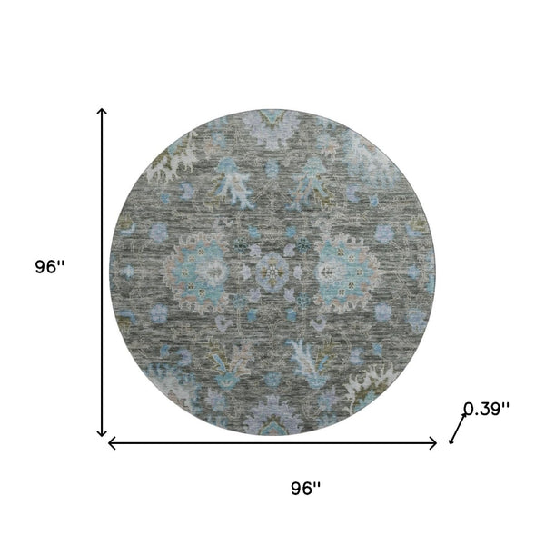 HomeRoots 8' X 10' Fern Green & Denim Blue Washable Area Rug – Stain Resistant, UV Protected, Easy Care Design 717963