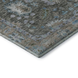 HomeRoots 9' X 12' Durable Fern Green & Denim Blue Oriental Area Rug with UV Protection & Easy Care Design 717964