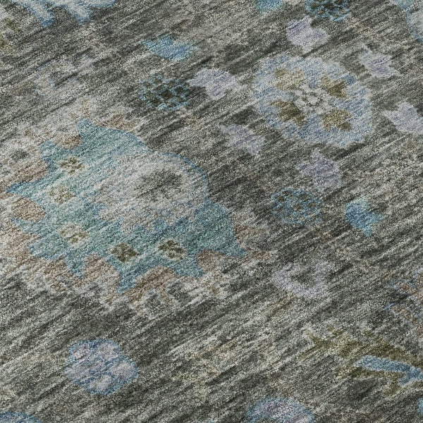 HomeRoots 9' X 12' Durable Fern Green & Denim Blue Oriental Area Rug with UV Protection & Easy Care Design 717964