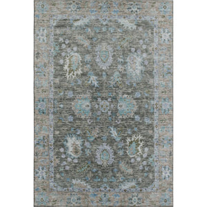 HomeRoots 10' X 14' Fern Green & Denim Blue Oriental Washable Area Rug - Stylish, Durable, UV Protected Design! 717965