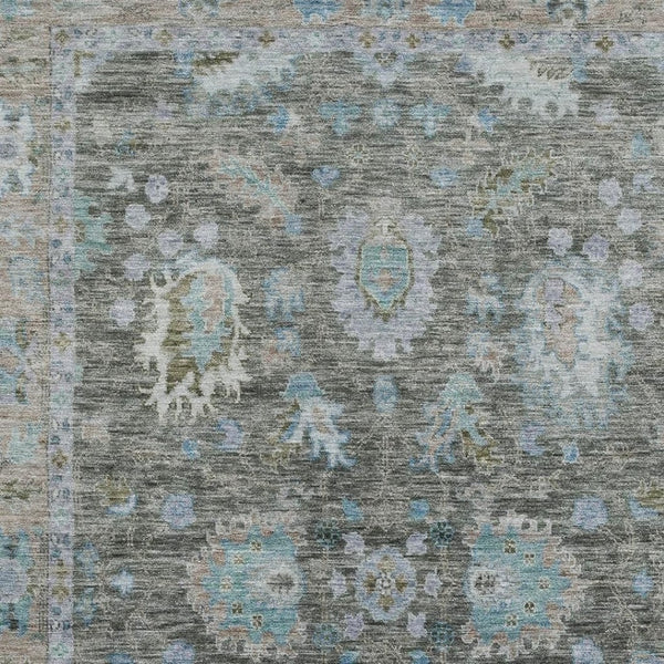 HomeRoots 10' X 14' Fern Green & Denim Blue Oriental Washable Area Rug - Stylish, Durable, UV Protected Design! 717965