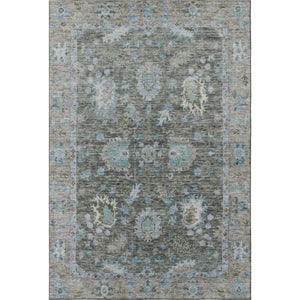 HomeRoots 10' X 14' Fern Green & Denim Blue Oriental Washable Area Rug - Stylish, Durable, UV Protected Design! 717965