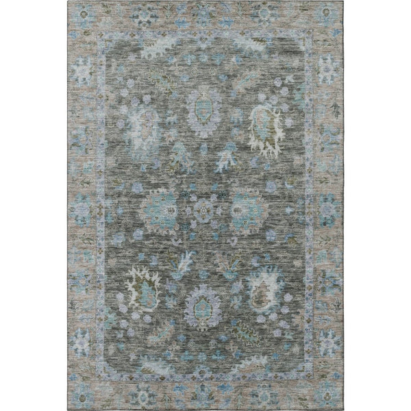 HomeRoots 10' X 14' Fern Green & Denim Blue Oriental Washable Area Rug - Stylish, Durable, UV Protected Design! 717965